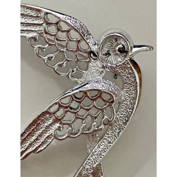 Vintage Signed Sarah Coventry Silver Tone Bird Brooch SKU PB75 - Picture 5 of 5